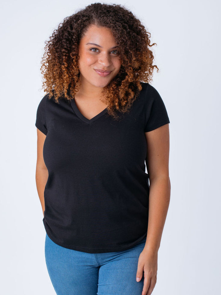 Women's V-Neck All Black 5-Pack: The Ultimate Black Tee Bundle for Women