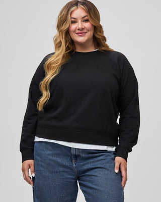 Vanessa is 5'10" and wears a size 2X # Women's Black Crew Sweatshirt | Fresh Clean Threads