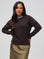 Nathalie is 5'6" and wears a size S # Espresso Women's Crew Sweatshirt | FCT