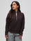 Nathalie is 5'6" and wears a size S # Women's Half Zip in Espresso | New Style at FCT