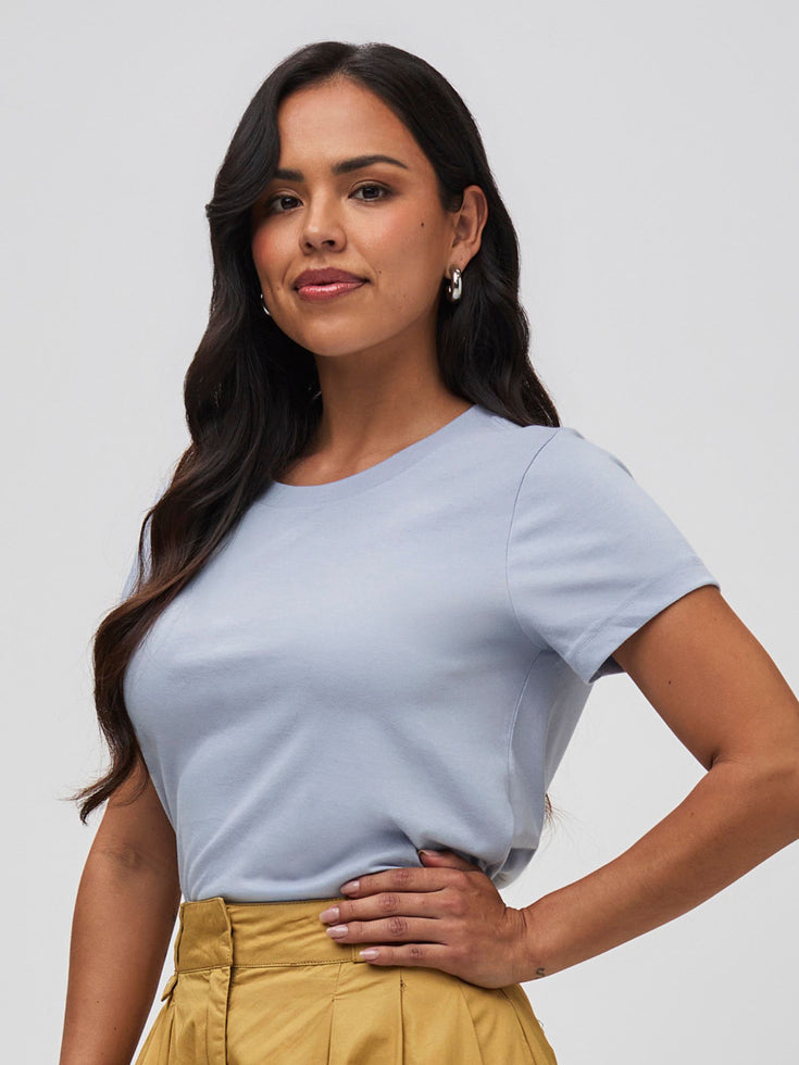Women's Icicle Blue Crew Neck Tee | Winter 2025 Collection at Fresh Clean Threads